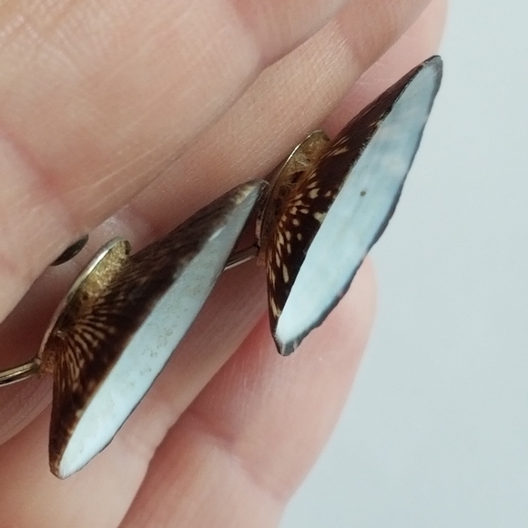 Vintage seashell screwback earrings sea shell silver tone ocean beach co… - Picture 4 of 10